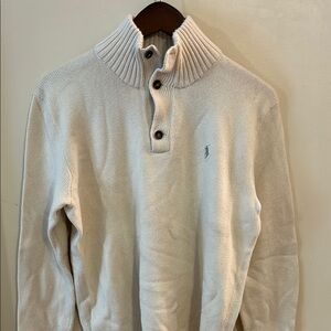 Men's Cream Sweater with Ribbed Collar